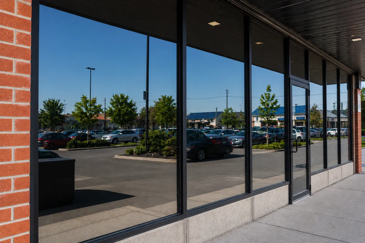 Après — Vitres commerciales après le lavage professionnel